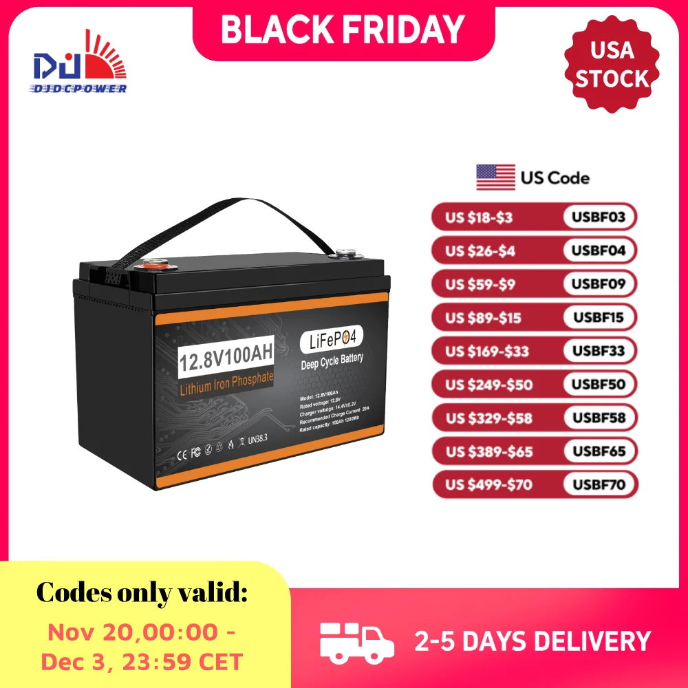 

Group 31 LiFePO4 Lithium Battery 4 Packs 12.8V 100Ah Lithium Iron Phosphate Deep Cycle Marine Battery with 100A BMS