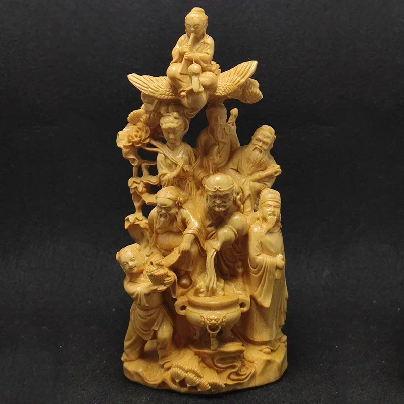 High Quality Wooden TV Characters Thuja Eight Immortals Crossing The Sea Ornament