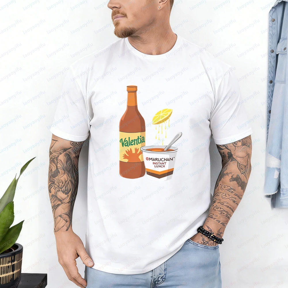 Valentia Hot Sauce Maruchan T-Shirt Funny Food Humor Graphic Cotton Tee Summer Casual Fashion Short-sleev Clothes for Women Men