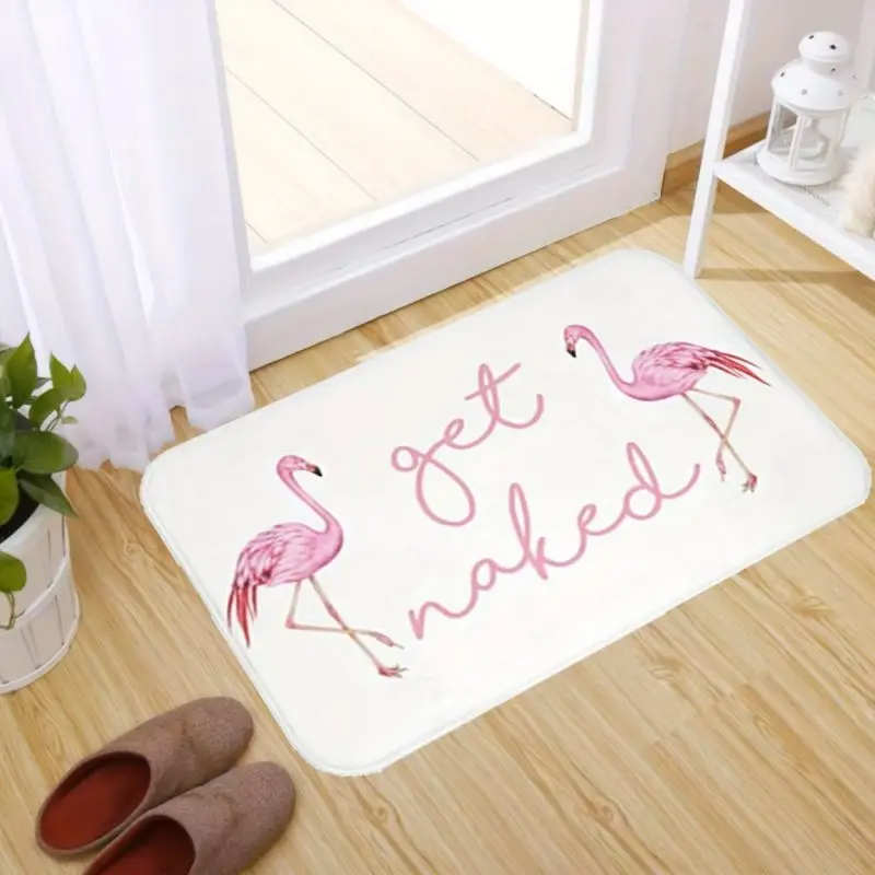 Pink Flamingo Pattern Mat Wrinkle-Resistant Doormat Non-slip Easy To Clean Rug Outdoor Entrance Floor Decorative Washable Carpet