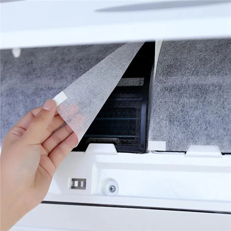 ABUD-18Pcs filtros de aire acondicionado cubierta de salida de viento autoadhesiva cortable aire acondicionado purificador red de algodón 40X35cm