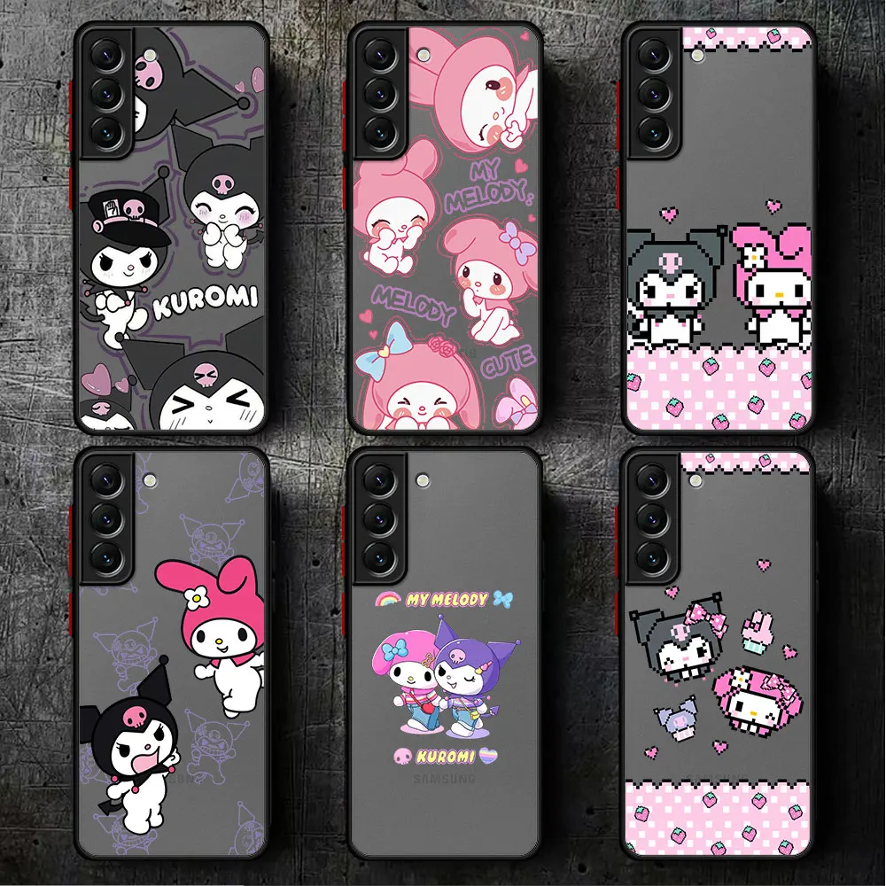 Cute Kuromi Melody Case For Samsung Galaxy S23 Ultra S22 Plus S21 S20 FE S10 Note 20 10 Lite Luxury Funda PC Hard Phone Cover