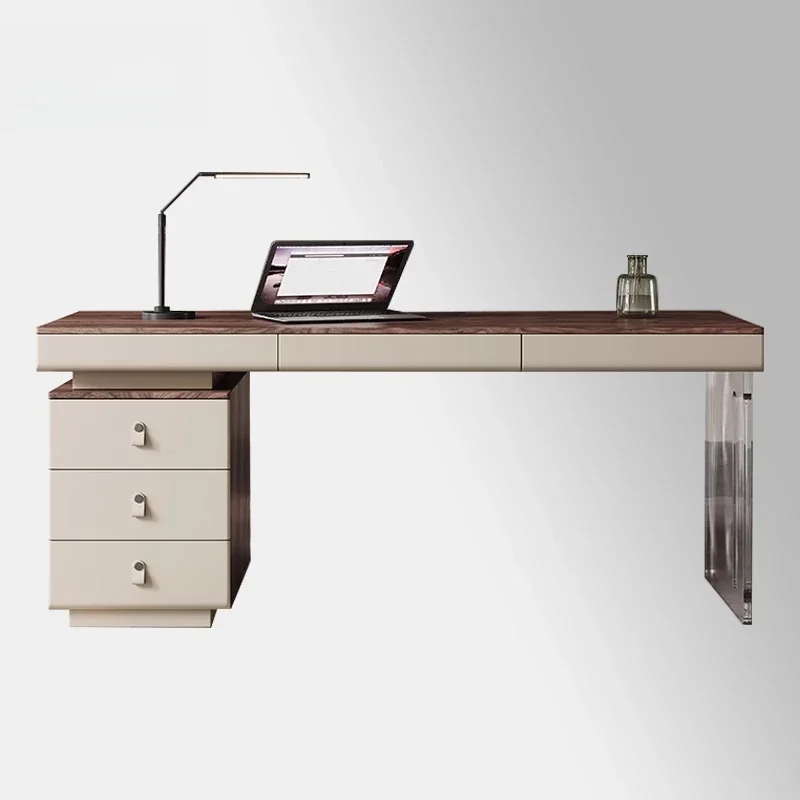 Medieval style solid wood desk walnut color light luxury modern home study adult computer table