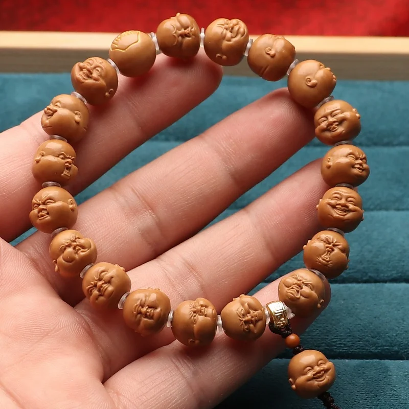 Monkey Head Wild Walnut Life Smiling Buddha Maitreya Carving Naughty Hundred States Bodhi Collectables-Autograph