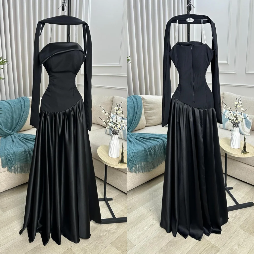

Customized Modern Style Jersey Pleat A-line Strapless Long Dresses Bespoke Occasion Party Fashion Pastrol