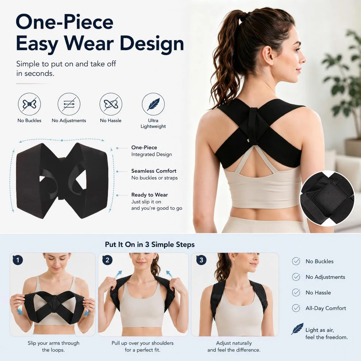Adjustable Posture Corrector Belt Breathable Back Correction Strap Women Men Back Support Sitting Position Correction Tool Brace