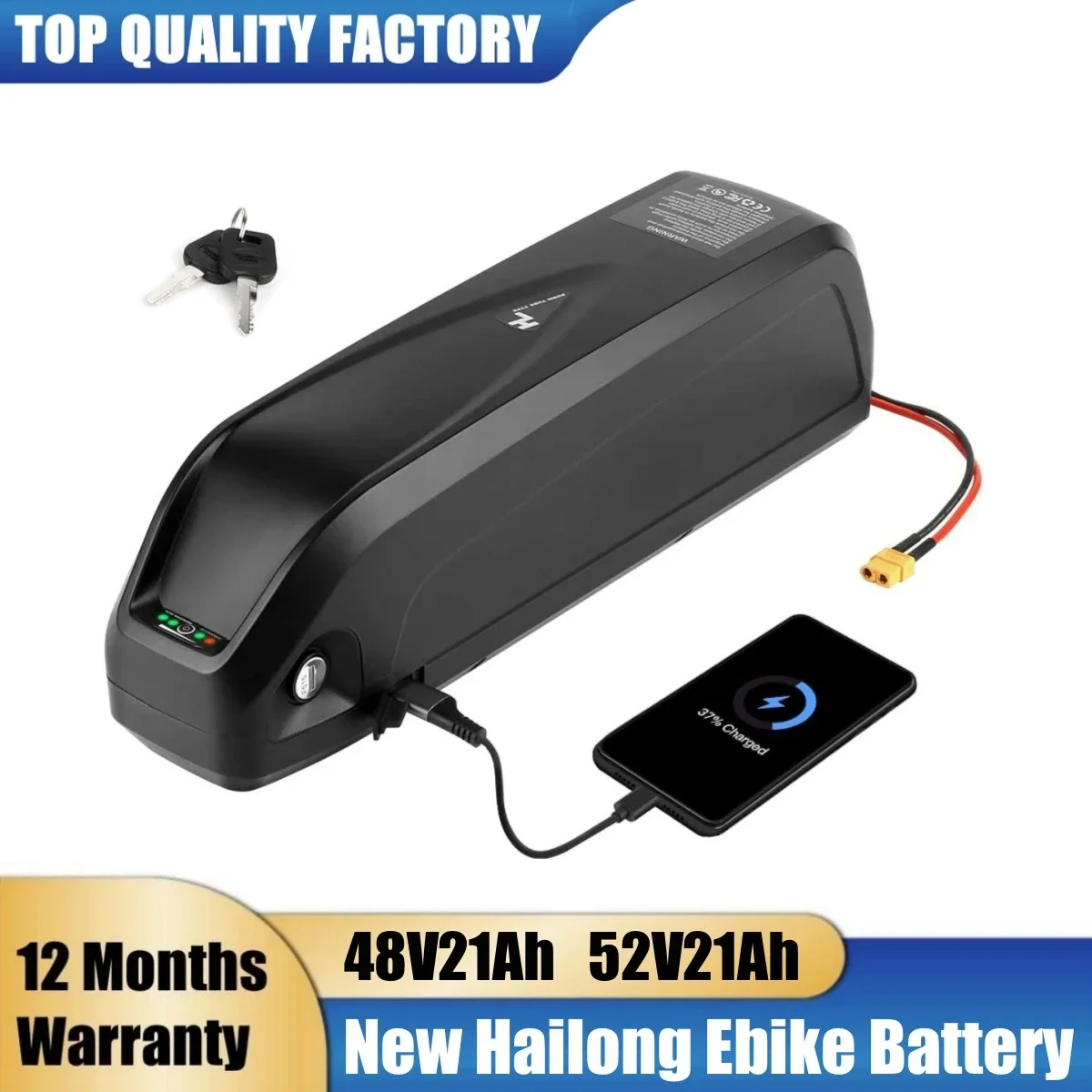 Replacement Hailong Giant Bicycle Battery 48V 52V 20AH 21Ah Li-ion Lithium Battery 650W-1000W Electric Bike Battery