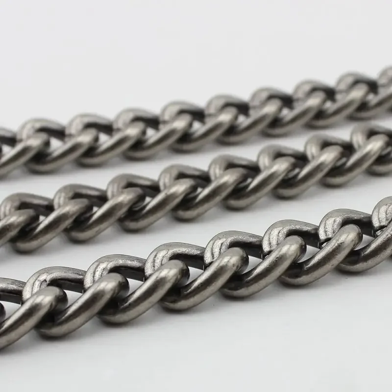 1pc 60cm 80cm 100cm 110cm 120cm 130cm 17mm Wide Alum Chain Antique Silver Color Roller chains for bags long strap replacement