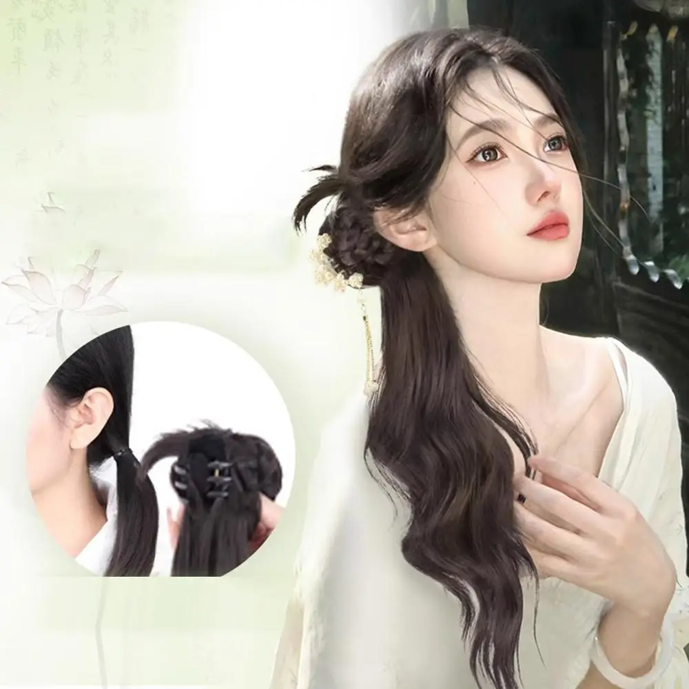 

Female Ponytail Synthetic Wig 50cm Integrated Grabbing Clip Simulated Hair Low Ponytail Hairpin Extension Gentle Versatile