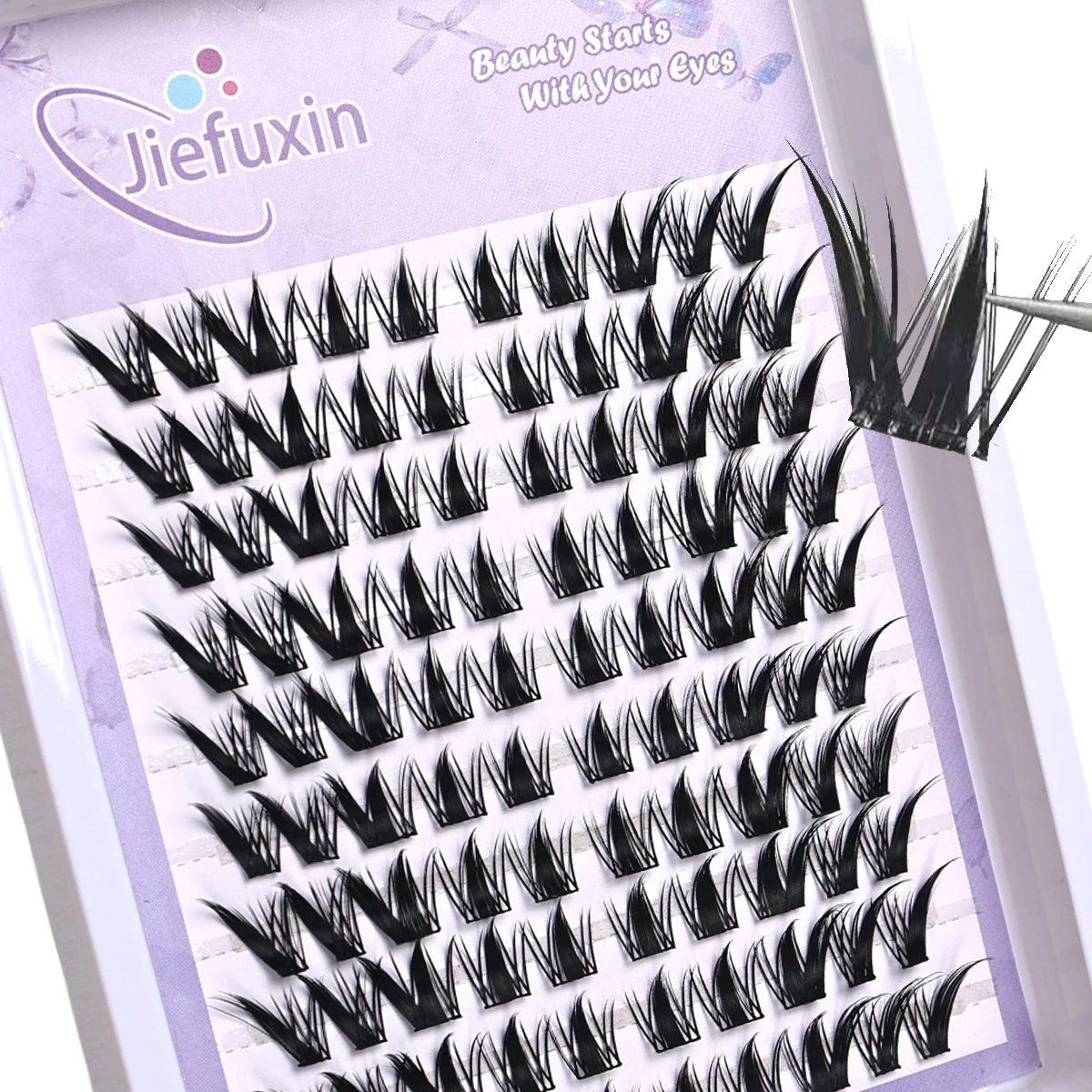 Fluffy Fox Wimpern-Cluster, 10-reihig, komplettes Set, dramatische 3D-Fälschungswimpern im koreanischen Stil für den natürlichen täglichen Gebrauch, einfach anzuwenden – Detail 3