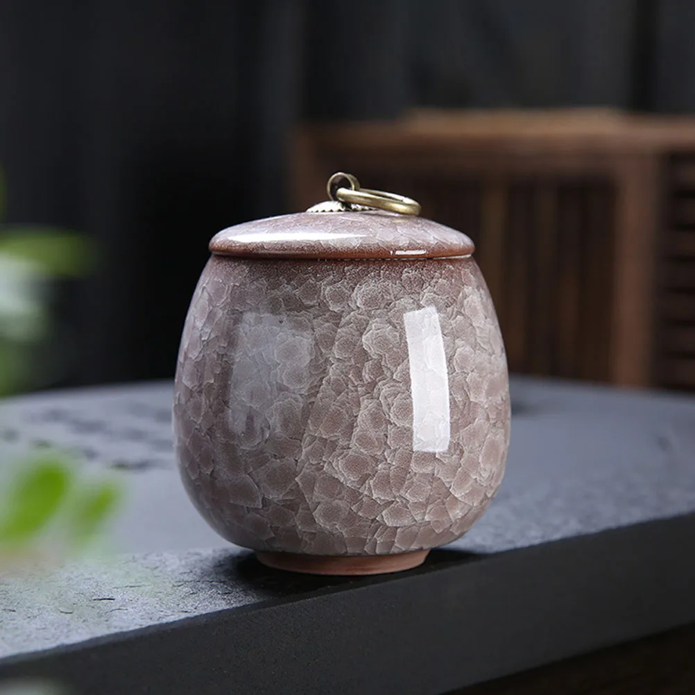 Pot de poudre à ongles en céramique, boîte de rangement à motif de fissure de glace, outil de manucure multifonction, porte-bonbons au thé, conteneur avec couvercle