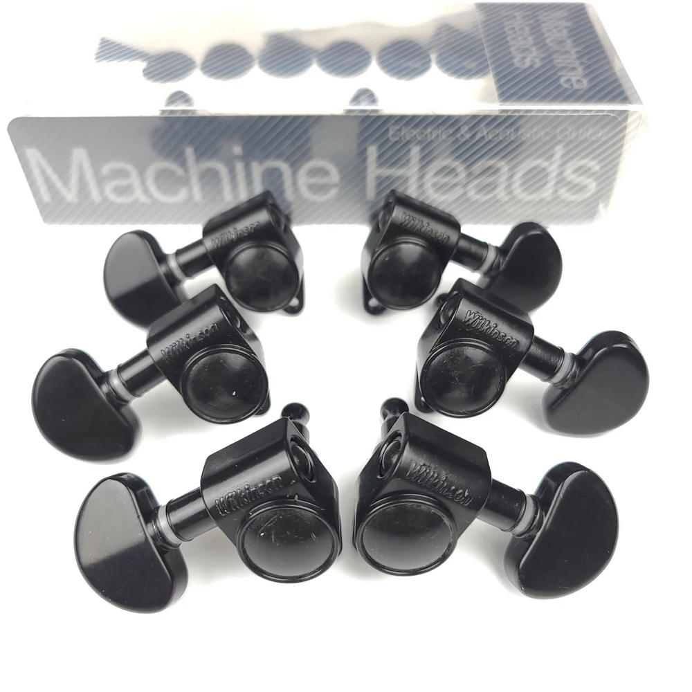 Wilkinson 3+3 Tuning Keys Pegs 19:1 Guitar Machine Heads Tuners For Les Paul LP SG Style Electric or Acoustic Guitar WJ303 Black