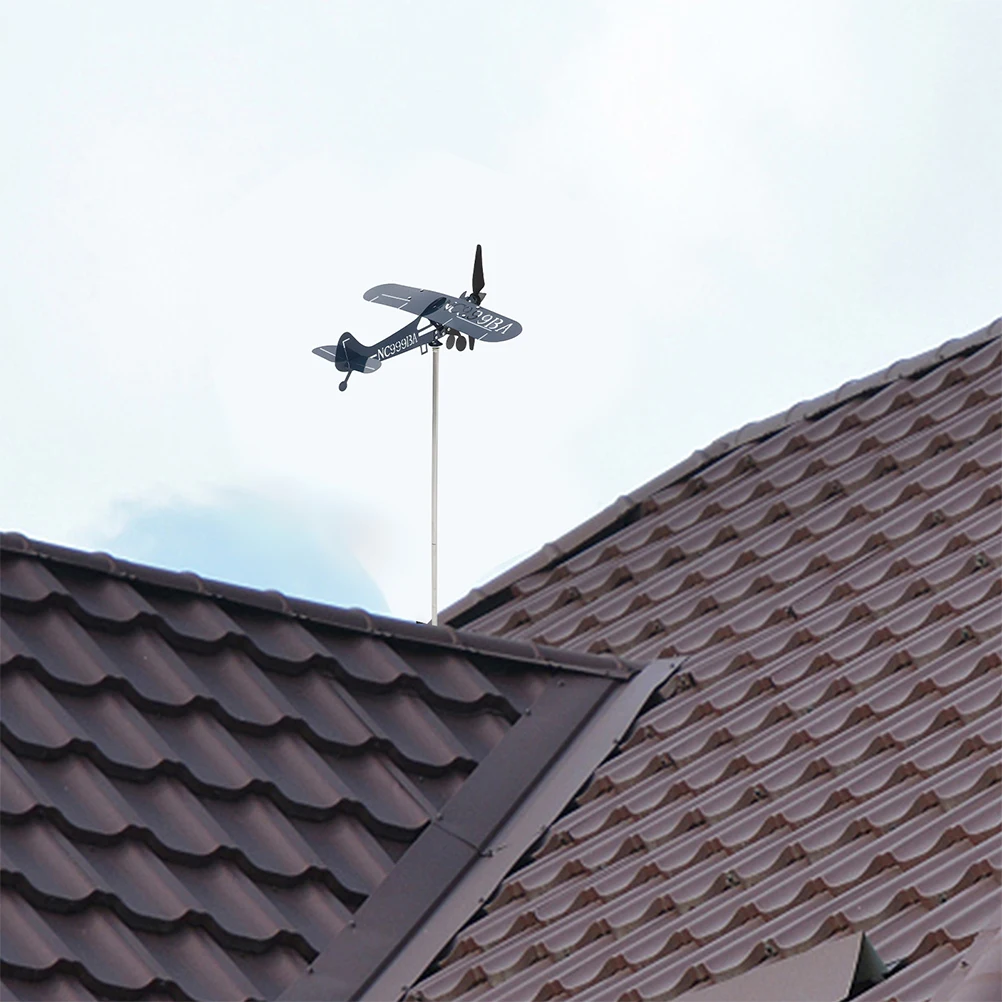 

Airplane Weather Vane Durable Metal Garden Decor Yard Chimney Barn Pavilion Outdoor Spinners Wind Sock Rotating Windmill