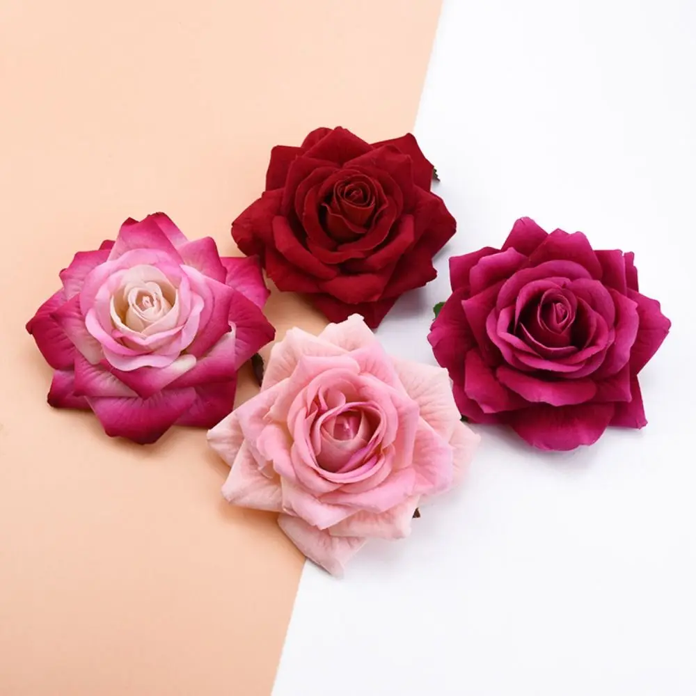 10CM Silk Roses Head Real Touch Handmade Artificial Roses Flowers DIY Non-Fading Fake Flowers Indoor Outdoor Decoration