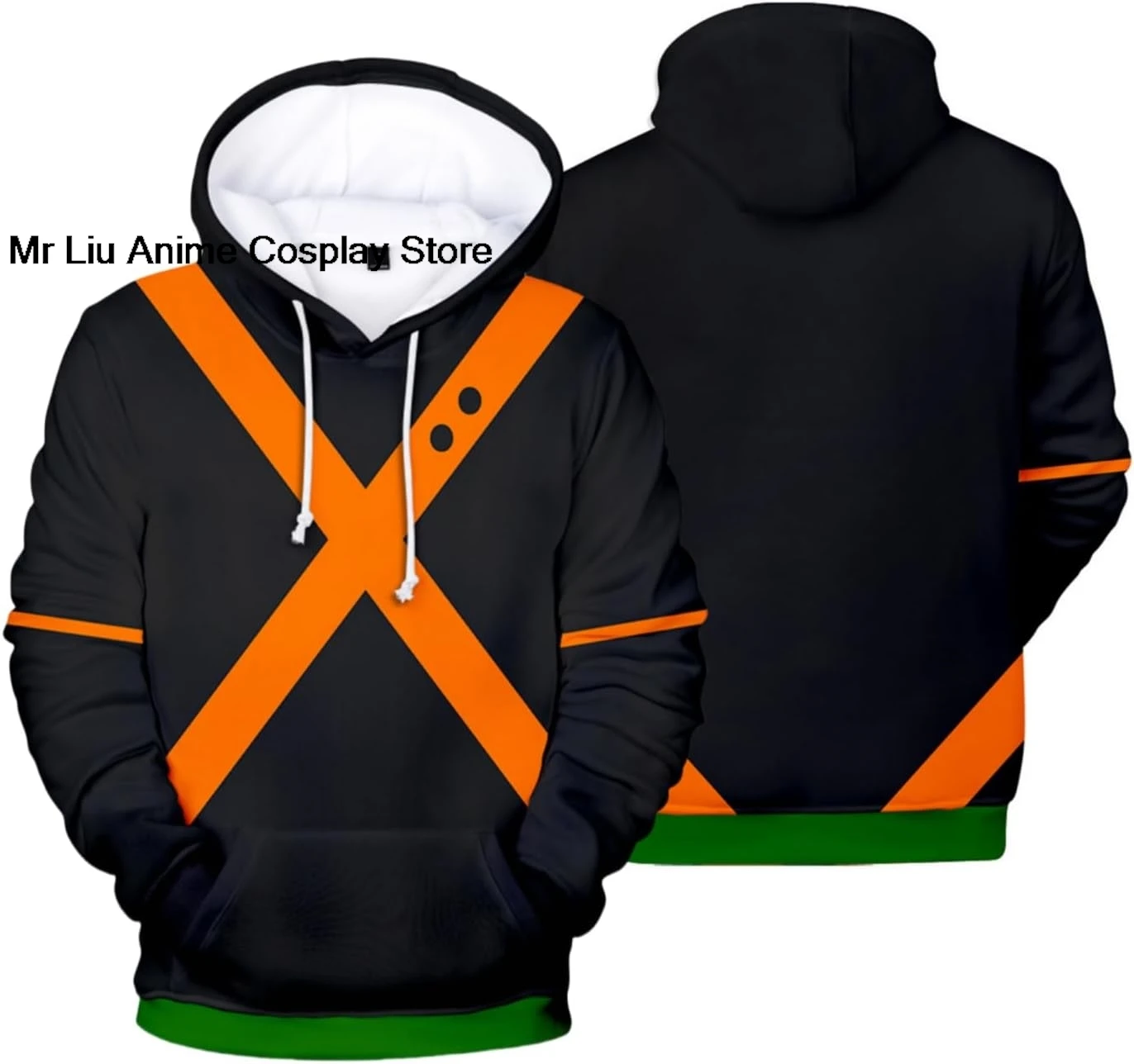 Cosplay Jacket Zip Up Katsuki Hooded 3D Printed Pullover Sweatshirt Halloween Costume Coat