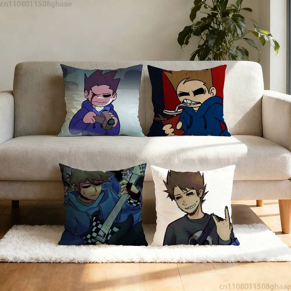 

Anime Eddsworld Tom Pillow Case Anti-dustmite Pillowcase Invisible zipper silky short plush Sofa cushion cover