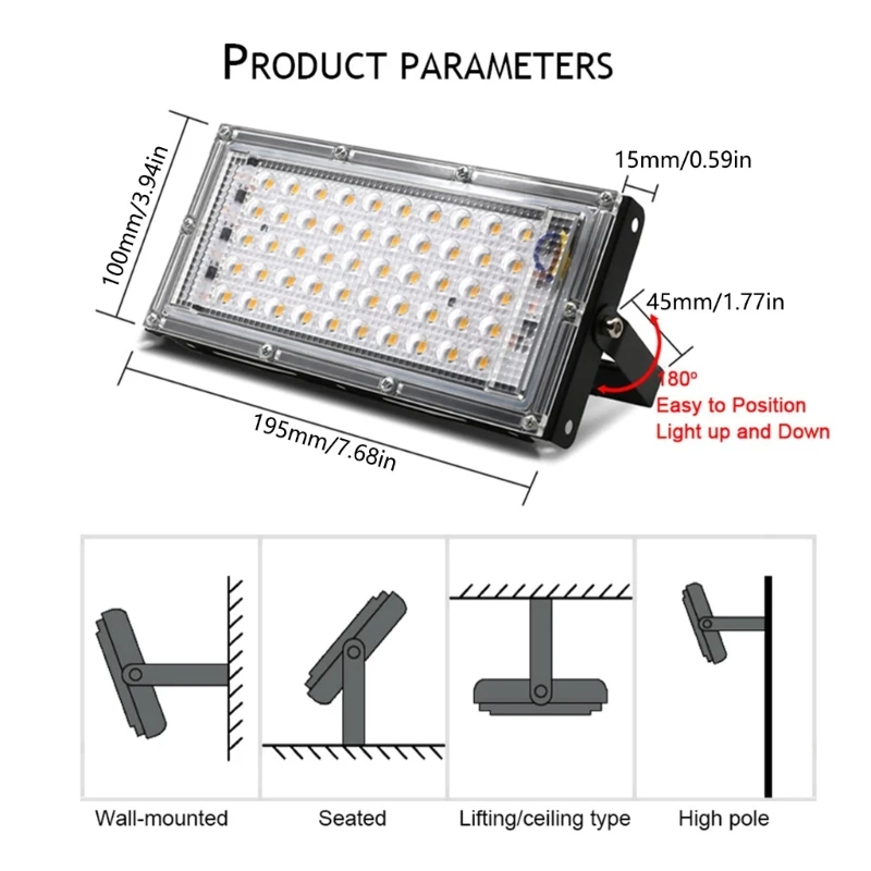 ماء في الهواء الطلق حديقة الكاشف 50W أضواء LED عاكس مصباح الشارع