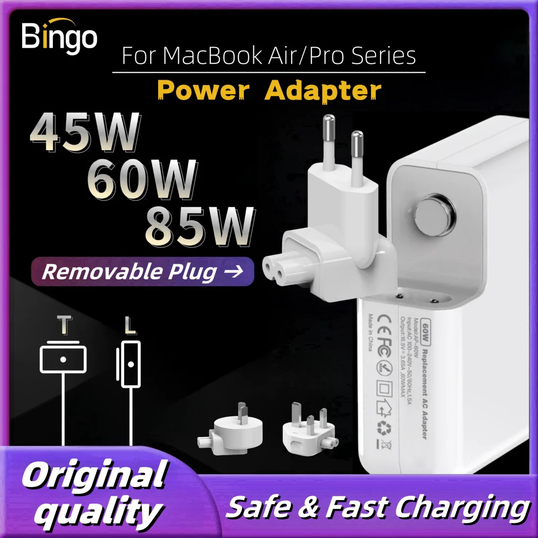 45W 60W 85W Power Adapter Compatible with MacBook Charger for MacBook Air/Pro Magsafe 1 / 2 Magnetic Power Adapter Charger A1286