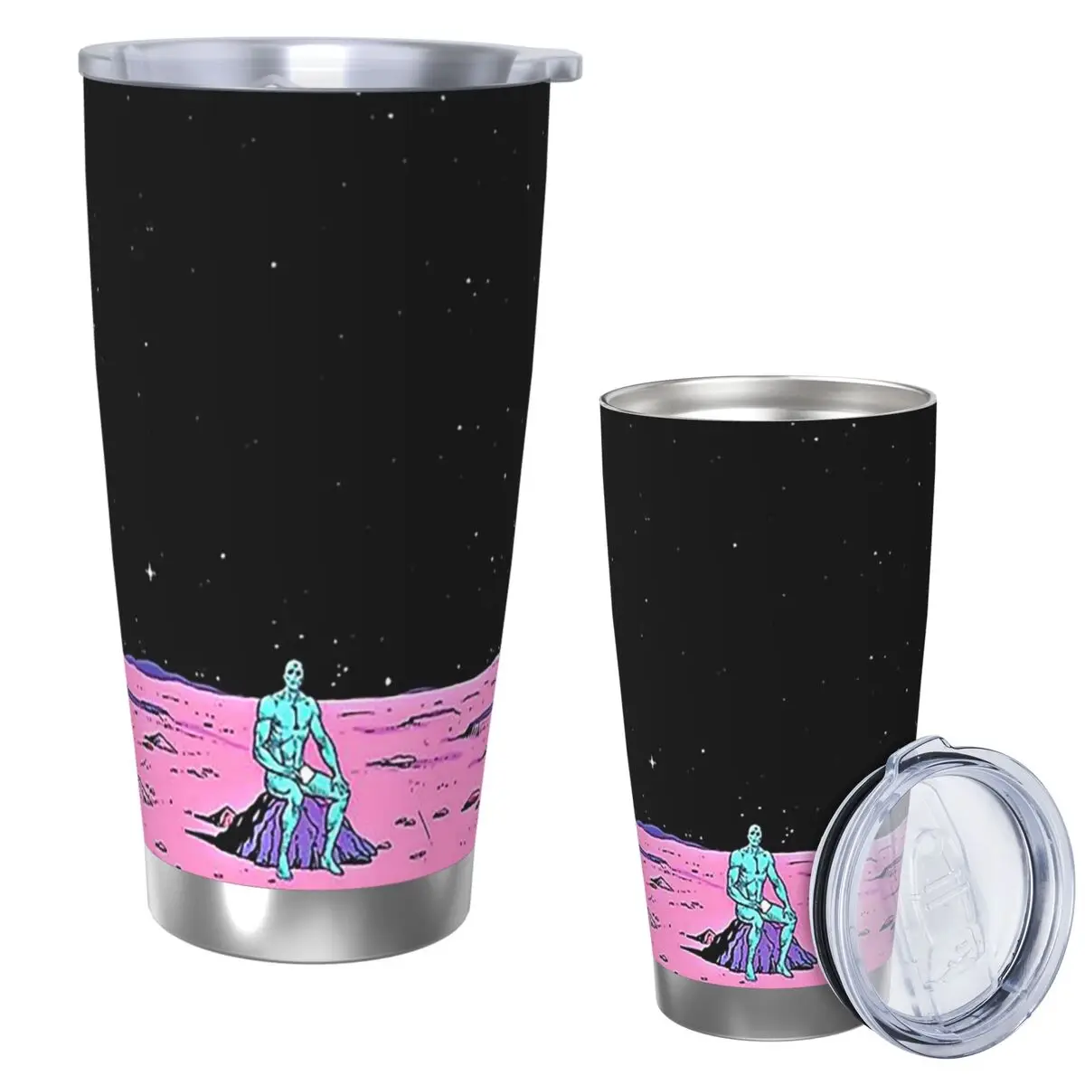 (Fixed) Dr. Manhattan Sitting On Mars (comic) Stainless Steel Tumbler Vacuum Insulated Mug Thermal Cold Cups Straws 20oz