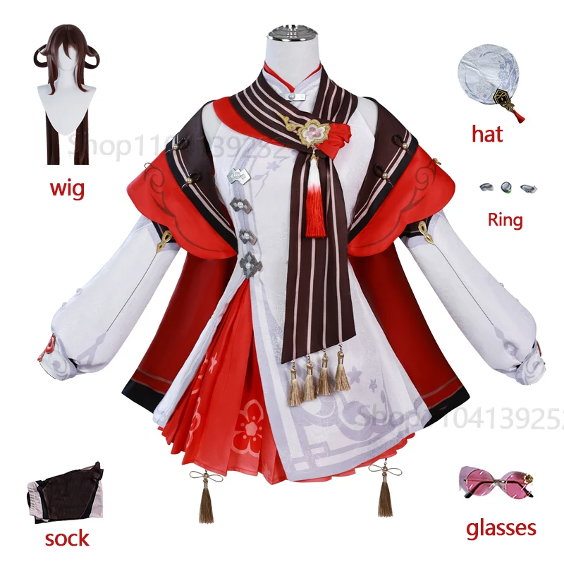

Genshin Impact Lantern Rite Hutao Cosplay Costume New Skin Cherries Snow Laden Hu Tao Dress Wig Outfits Chinese Traditional Clo