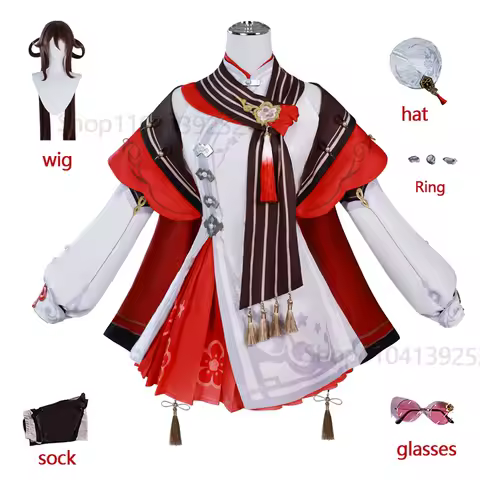 Genshin Impact Lantern Rite Hutao Cosplay Costume New Skin Cherries Snow Laden Hu Tao Dress Wig Outfits Chinese Traditional Clo