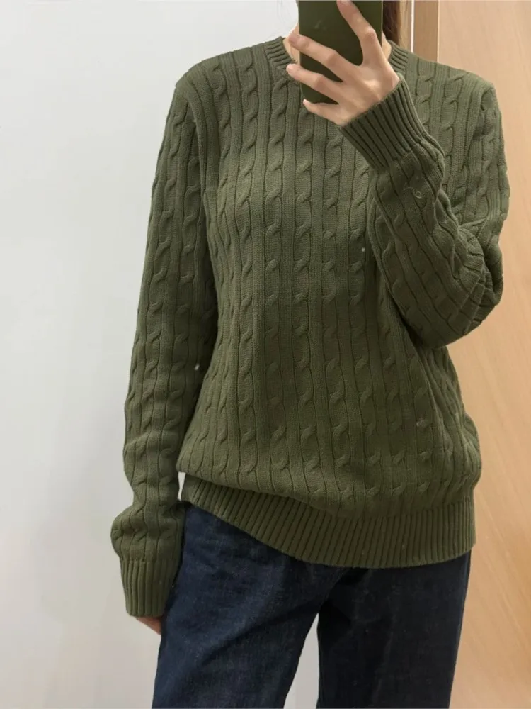 

Retro Twisted Flower Sweaters Women Autumn O-neck Casual Loose Long Sleeve Knitted Tops Vintage Preppy Style Sweet Pullover y2k