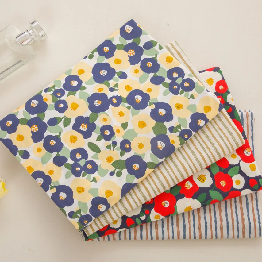 Tela estampada de sarga Retro de 160x50cm, tela de algodón de los años 40 con flores pequeñas, para decoración de actividades de jardín de infantes, tela de costura de escritorio