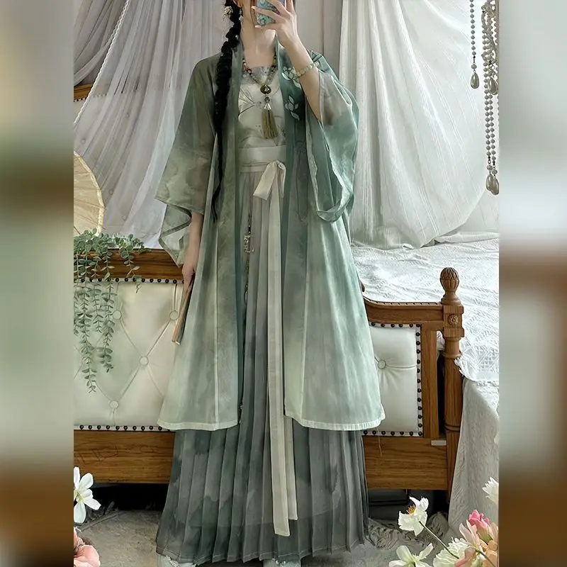 

Chinese Dresses Plus Size Hanfu For Women Fat Song Dynasty Hanfu For Women Fairy Slimming Qi Waist Pleated Skirt Daily