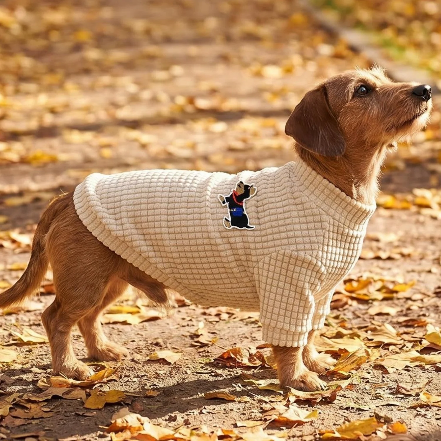 1 Stück Waffelstruktur-Hundepullover mit Cartoon-Hunde-Stickerei, Haustierkleidung für kleine und mittelgroße Hunde, Chihuahua, Pudel, Haustierbekleidung – Detail 6