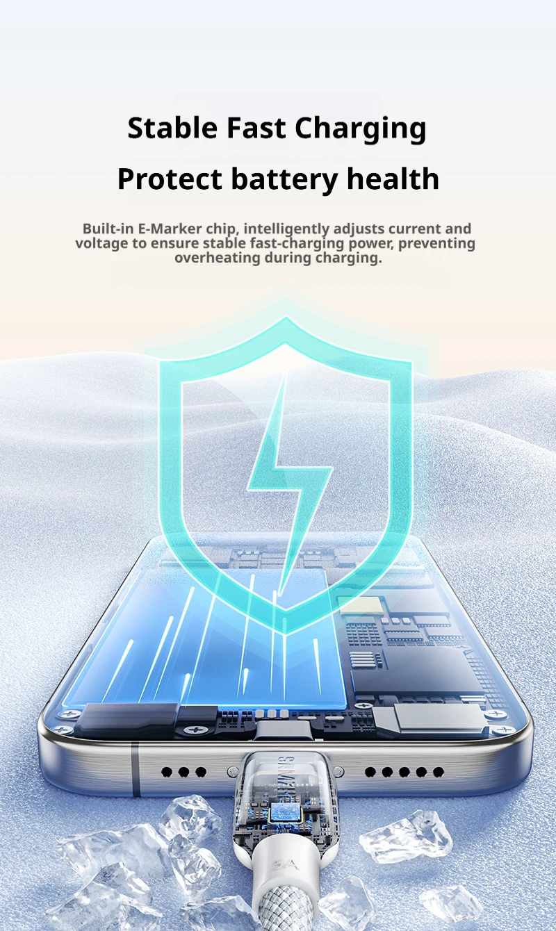 SAMZHE Dual Type-C PD100W Schnellladekabel für Huawei Pura80 Honor Apple 17/16/15 Xiaomi Laptops iPad USB-C Ladekabel – Detail 11