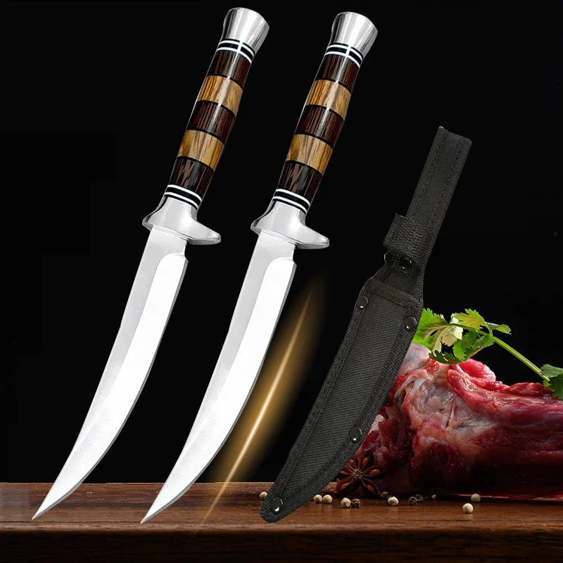 Stainless Steel Sashimi Knife Cleaver Meat Fish Filleting Knife Wood Handle Butcher Kitchen Knife Chef Slicing Cooking Tools