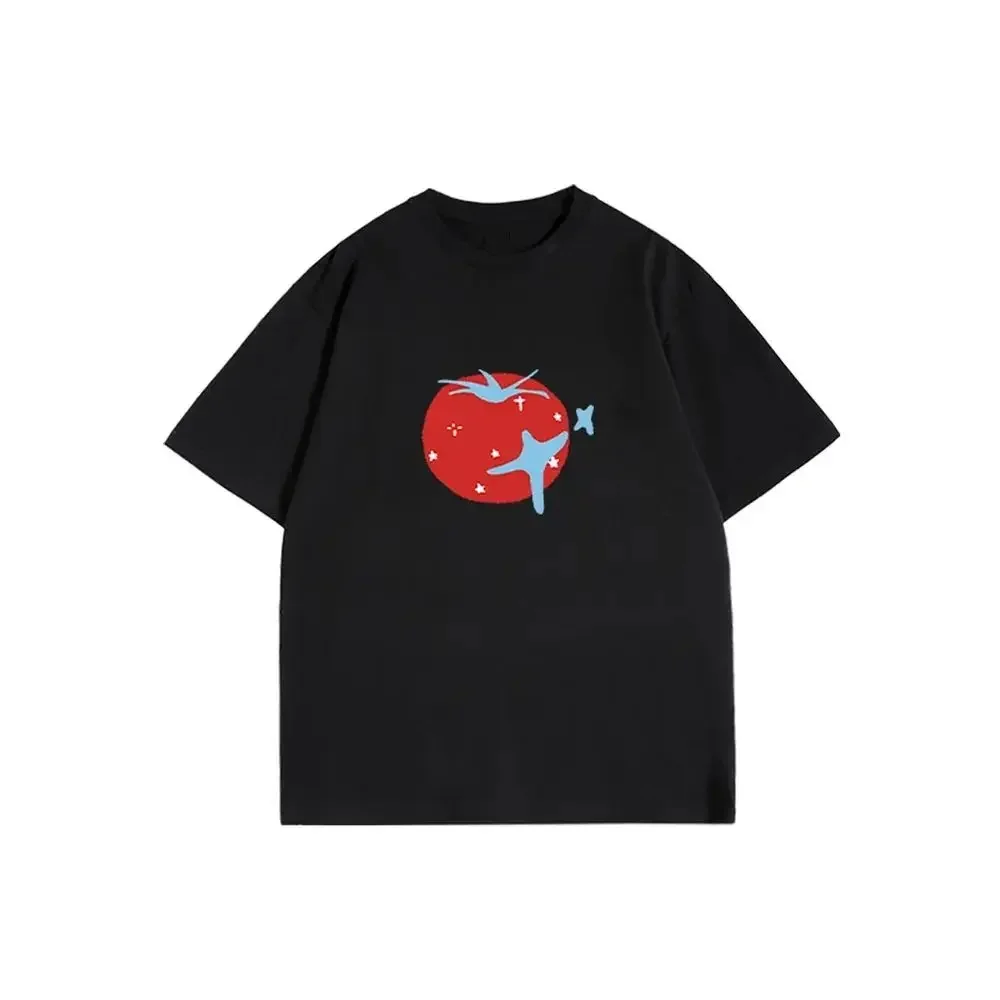 

Men's brand-new style tomato pattern printed short-sleeved T-shirt casual, fashionable, loose and retro top clothing