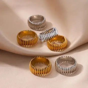 Stainless Steel Creative Geometry Rings For Women Men Opening Smooth Ring Wedding Exquisite Jewelry Gift 2024