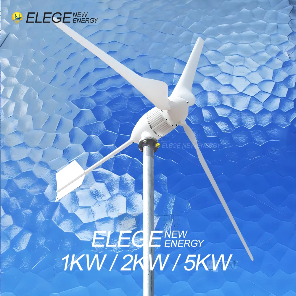 Elege Small Home Wind Turbine System 1KW 48V-380V Horizontal Wind Mill Power Generator
