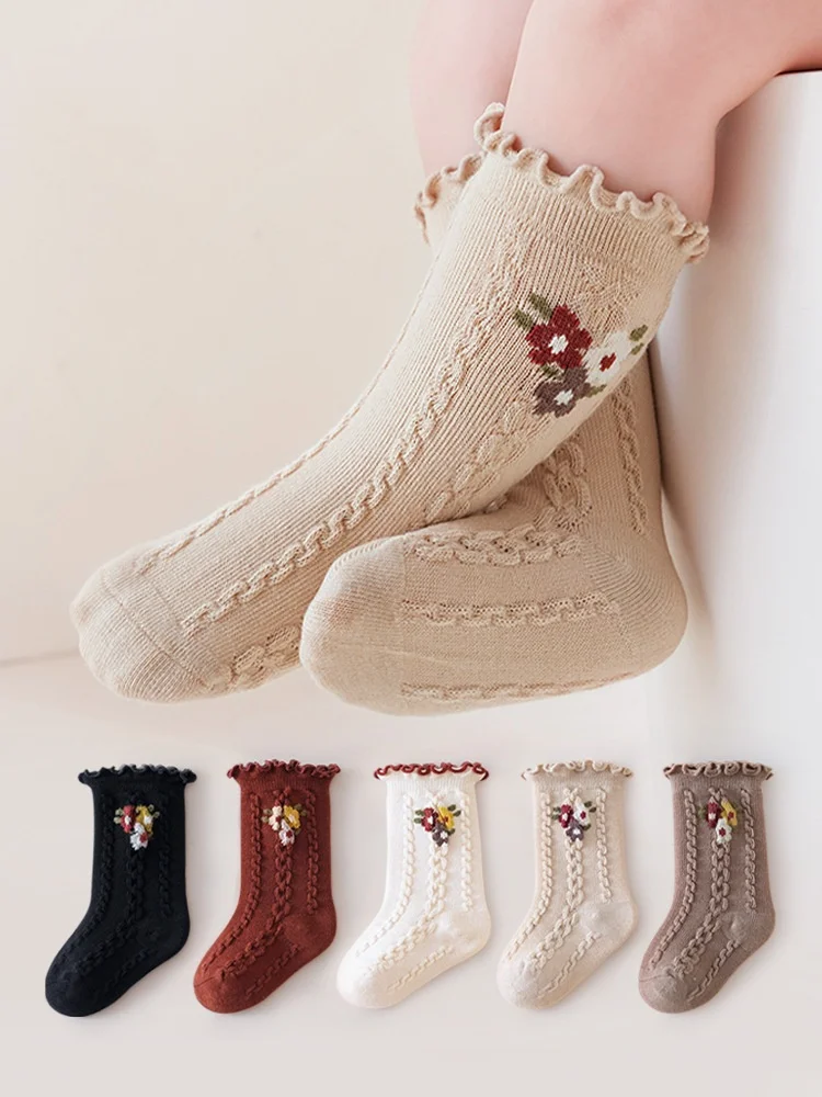 Description Picture 3 of itemKids Socks For Girls Cotton Print Ruffle Children's Girls Socks Spring Autumn Toddler Baby Princess Sock 0-8Years Stockings New