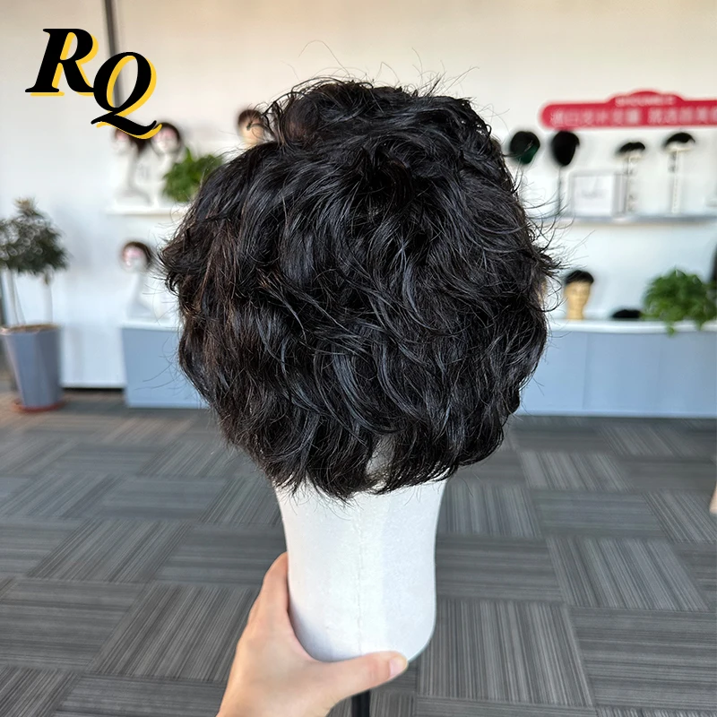 Pre-Cut Q6 Toupee For Men Lace & PU Base Human Hair System Unit Toupee Wig For Men Durable Male Hair Prosthesis Men\'s Wigs