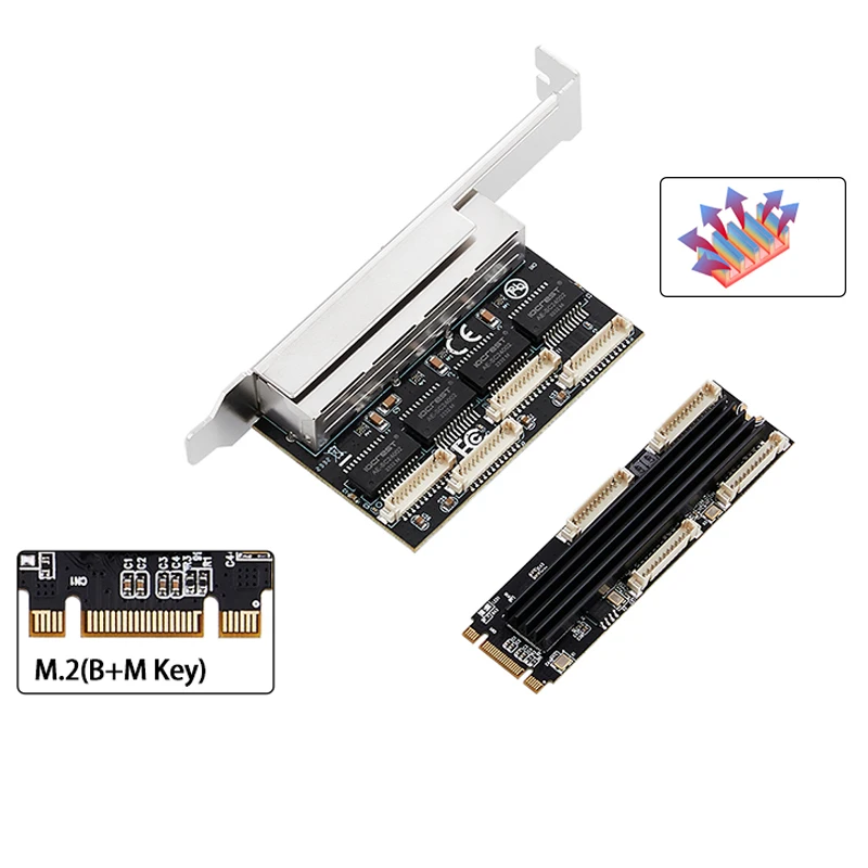 기가비트 이더넷 네트워크 카드, M.2-4 포트, RJ45, B + M 키, 10, 100, 1000Mbps NIC 네트워크 카드, RealTek RTL8111H 칩, 게임용 NAS