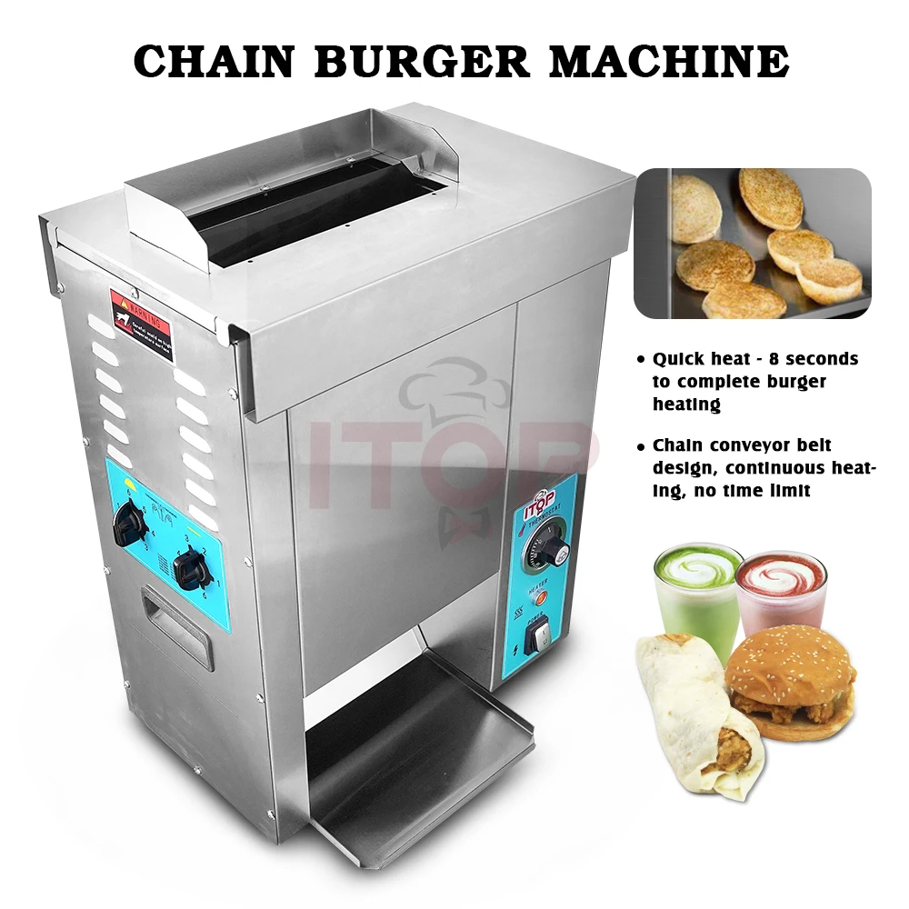 Multi-sided Heat Dissipation Automatic Hamburger Machine  Large Production Chain Conveyor Belt Design Chain Burger Machine