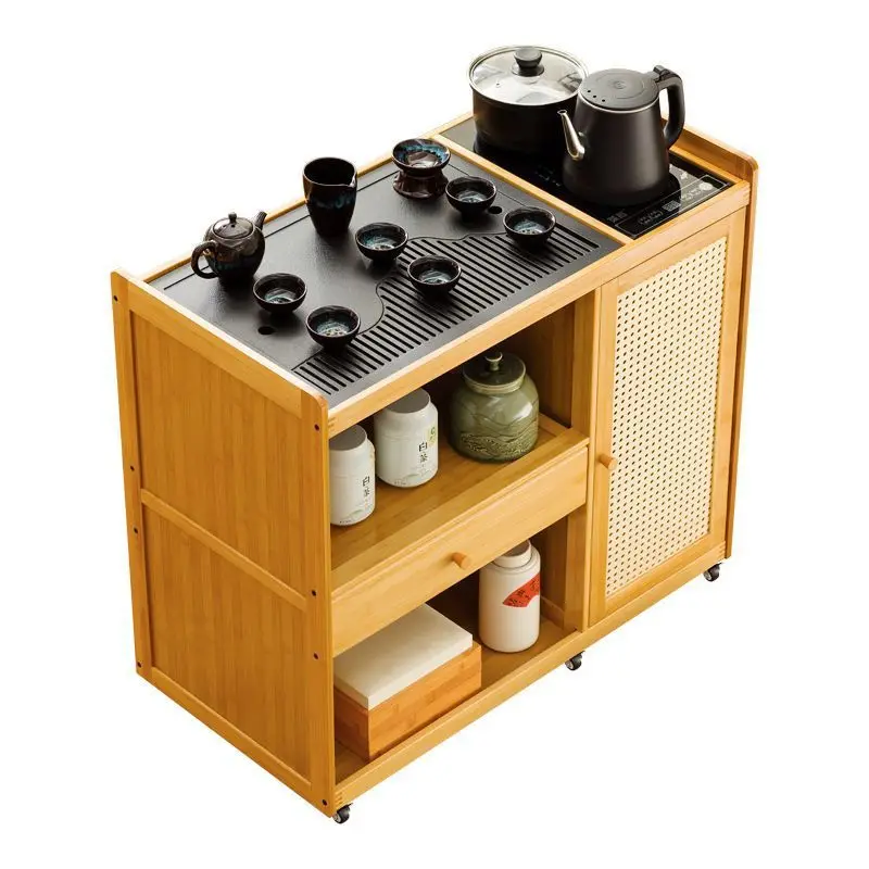 

Mobile small tea table, tea table, kettle, integrated tea cabinet with wheel edge