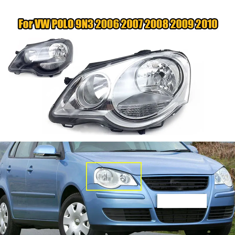 White Black Front Bumper Headlight Fog Light Head Light Lamp Type Headlight Assembly For VW POLO 9N3 2006 2007 2008 2009 2010