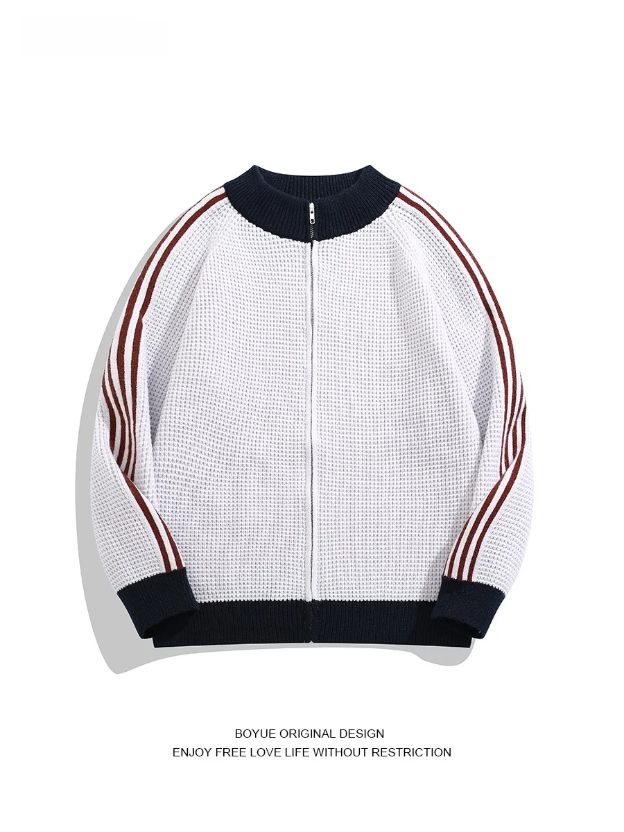 

Boyue American Sport Academy Sle Collared Knitwear Casual ex Winter Outerwear Long Sve Zipper Closure Leisure Fit