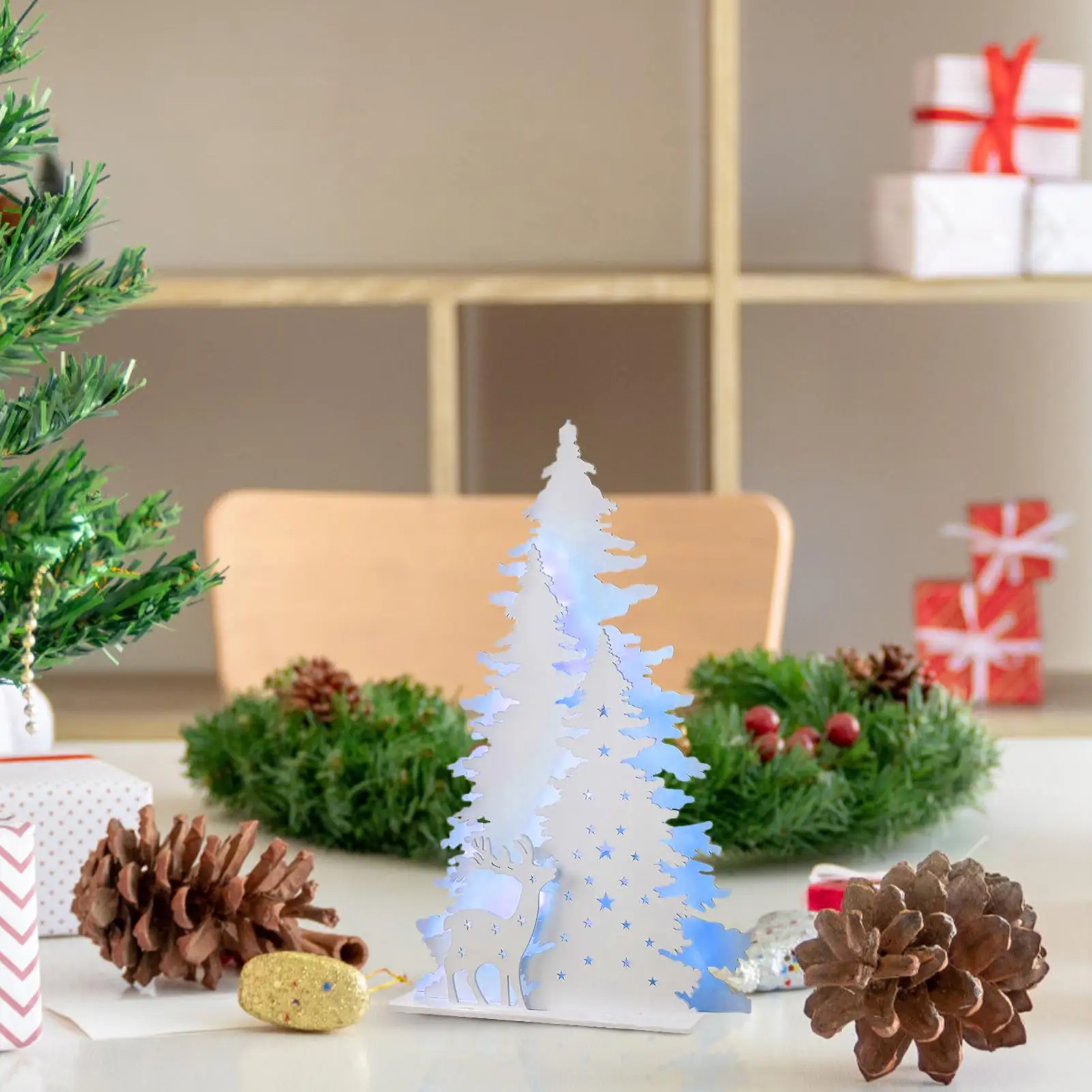 Christmas Tree with LED Lights Mini Holiday Tabletop Ornament Tabletop Mini Christmas Tree for Holiday Festival Desk Indoor Room