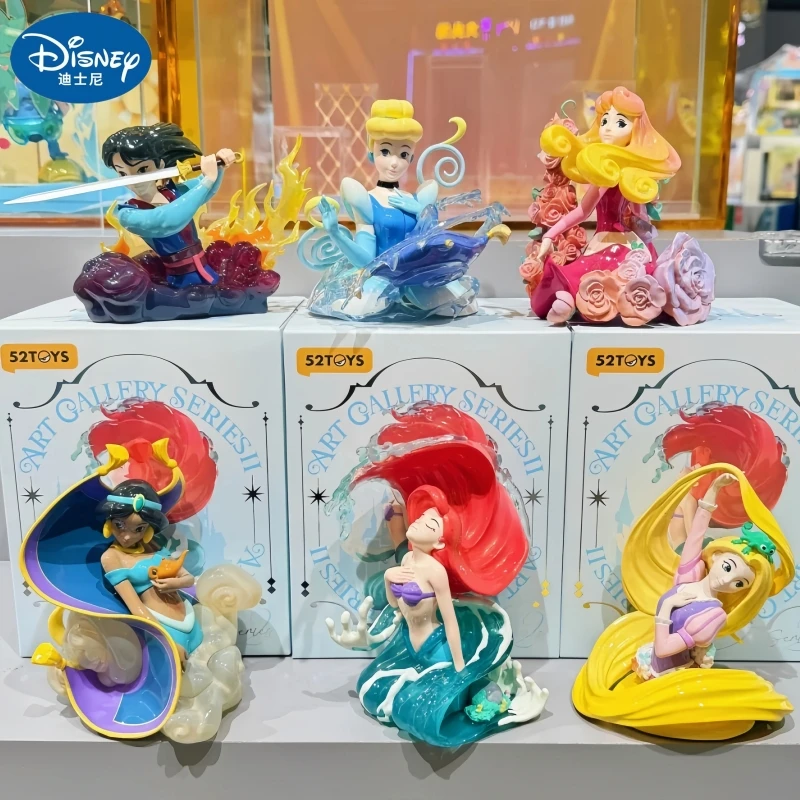 original Disney Princess Art Reflection Series 2 Blind Box Ariel Belle Mulan Princess Decoration Doll Girl New Year'S Gift Toys