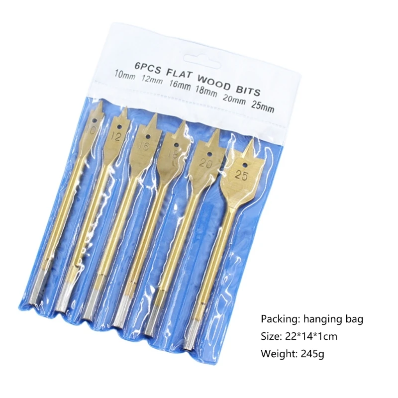 6Pcs 플랫 드릴 고 탄소강 목재 플랫 드릴 세트 목공 드릴 비트 Dropshipping