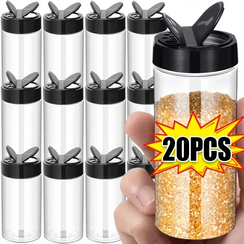 20/1 יחידות צנצנת תבלין פלסטיק שקוף בקבוק תבלין מלח פלפל שייקר צנצנת תבלין ברביקיו כלי אחסון למטבח הביתי