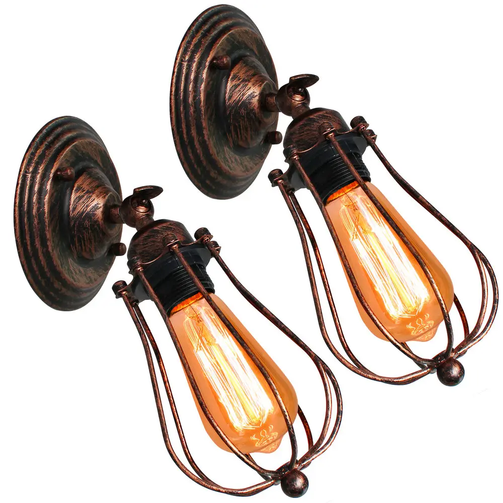 

1/2 шт. винтажный настенный светильник, промышленный потолочный светильник, абажур в стиле ретро, железный лофт, кафе-бар, регулируемый бра, освещение, палочка, домашний декор