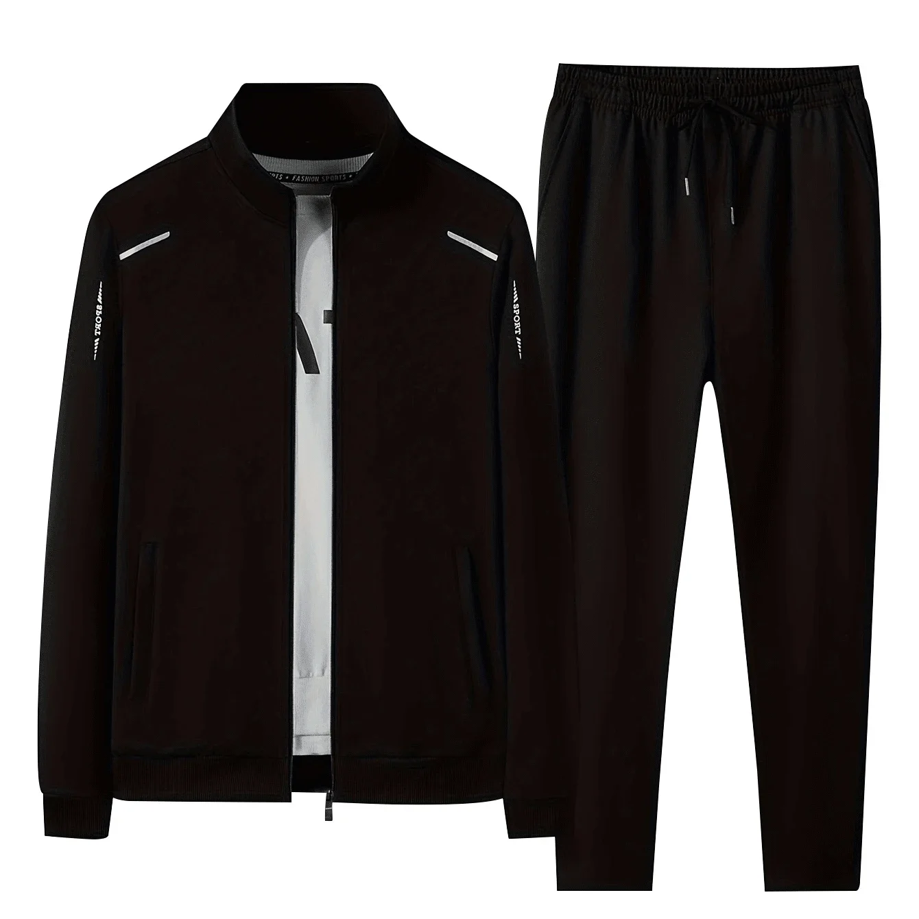 

Men’s Spring and Autumn Casual Sportswear Set with Stand Collar, Running and Fitness Suit for Men