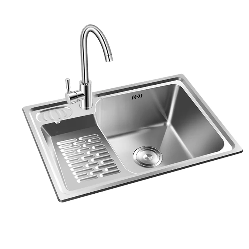 304 stainless steel sink, single slot, thickened laundry sink with washboard, laundry sink balcony