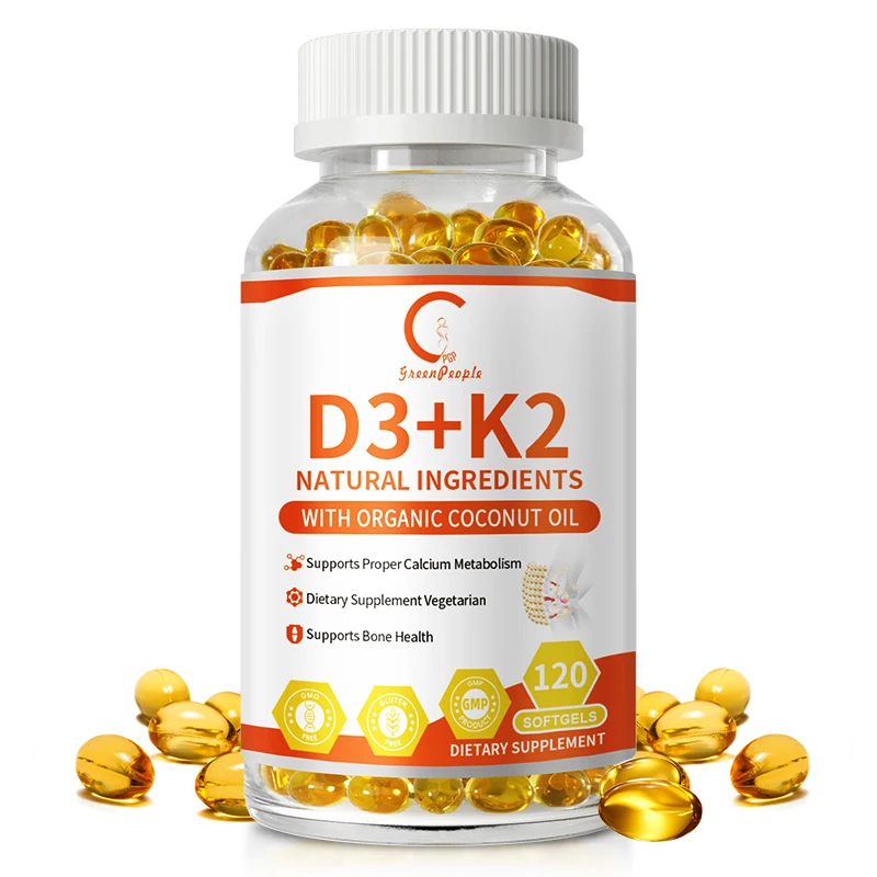 

Vitamin D3K2 Capsule, Calcium Absorption, Bone &Joint Immune System Support, Collagen Boosting, Skin Health Supplement