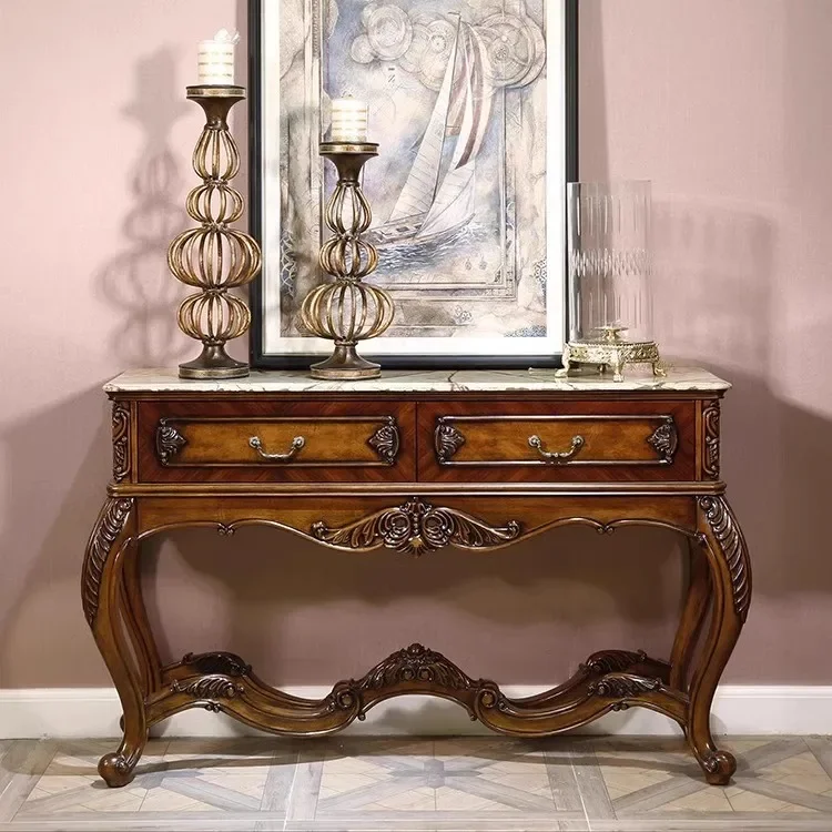 

S American all-solid wood entrance table European carved luxury entrance cabinet